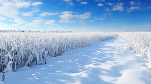 snow winter corn field