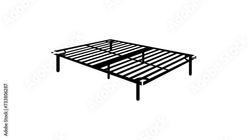 Metal Queen Bed Frame, black isolated silhouette