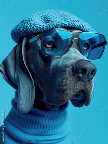 Great Dane dog portrait with high necked sweater, showcasing innovative and fashionable beauty trends