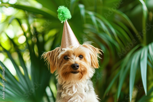 Small Dog Wearing a Party Hat © reddish