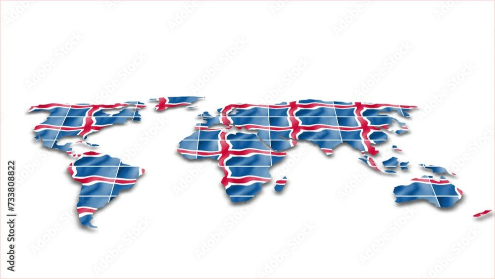 Iceland flag wave 3d earth map animation white background Stock Video ...