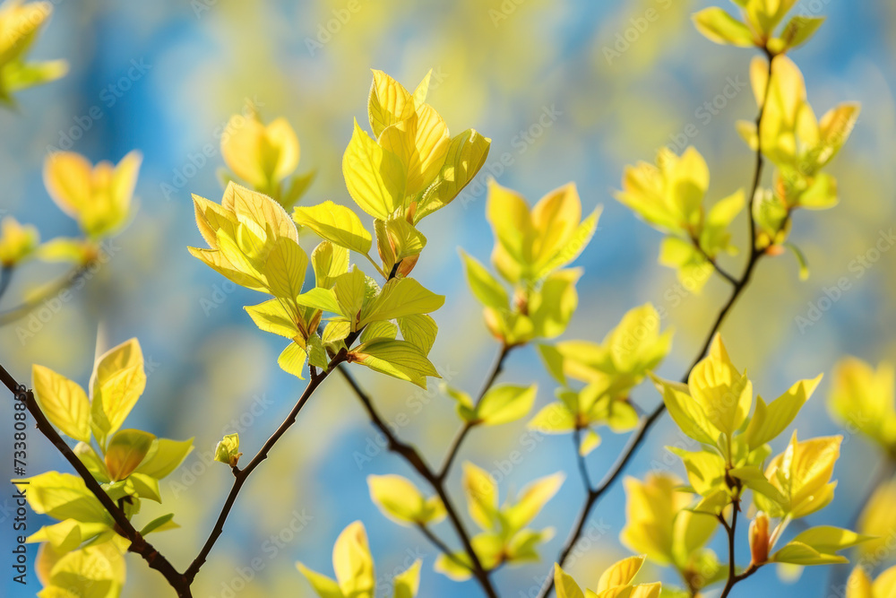 Close-Up of Tree Branch With Yellow Leaves Close-Up of Tree Branch With Yellow Leaves