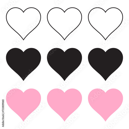 vector black and pink heart symbols