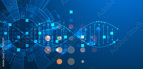Scientific and technological background. Abstract image of DNA molecule. Vector illustration. Hand drawn.