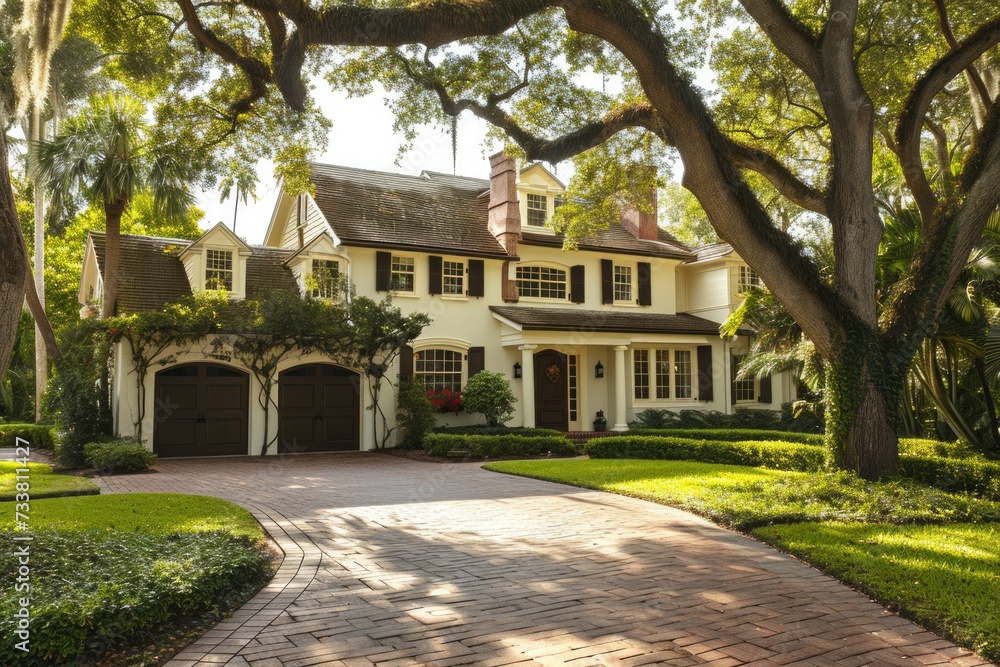 American Colonial Home Exterior: Iconic Architecture and Lush Landscape