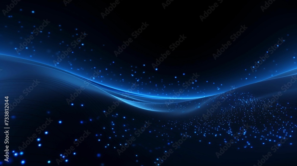 Vibrant, blue abstract background featuring glowing connections and dots, AI-generated.