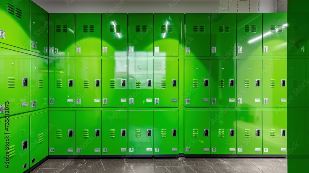 Colorful School Lockers in Sunlit Hallway Colorful School Lockers in Sunlit Hallway