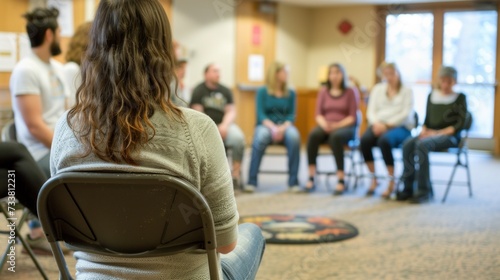 Group Therapy Session in Progress Indoors photo