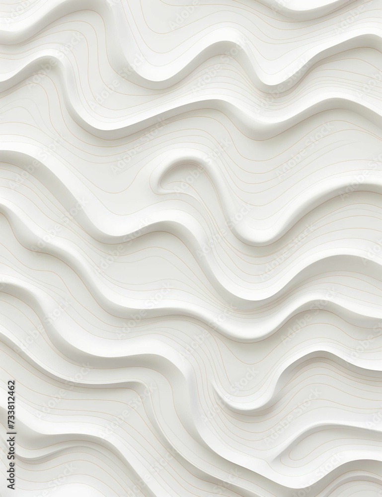 White wall with a unique, wavy pattern featured prominently, AI-generated.