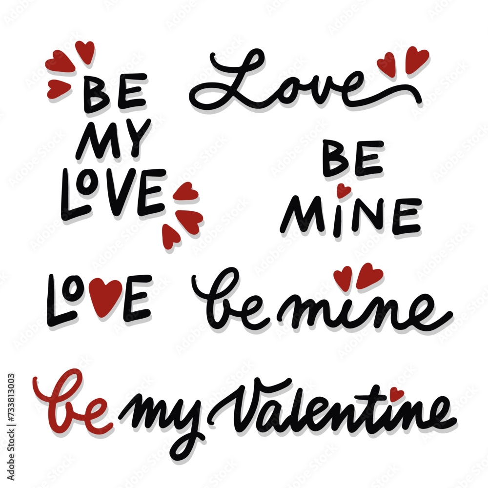 hand drawn calligraphic love quotes isolated on white background perfect for cards stickers posters illustrations web and print