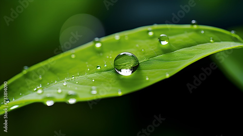 water drops on green leaf,, Closeup droplet on green plant leaf 