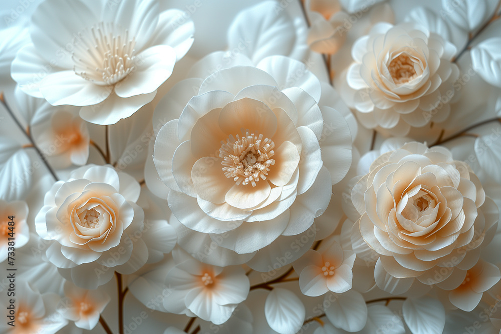 Background of flowers in pastel colors, soft flowers seamless with botanical elements, collage Background of flowers in pastel colors, soft flowers seamless with botanical elements, collage