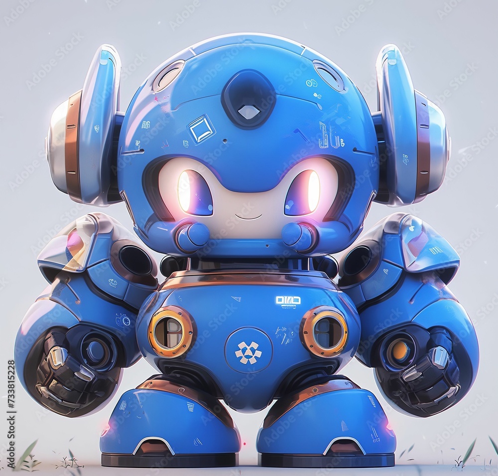 Fototapeta premium AI generated illustration of a blue robotic, futuristic toy