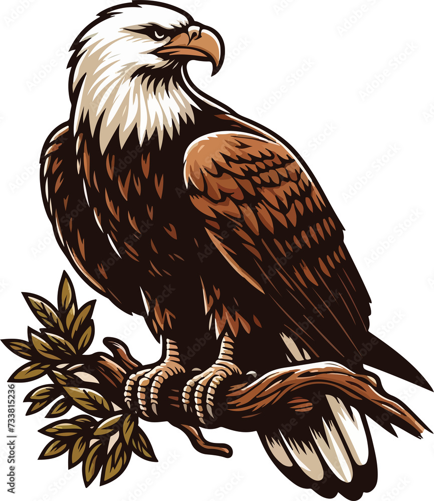 Fototapeta premium Close-up of a Bald Eagle on a Branch