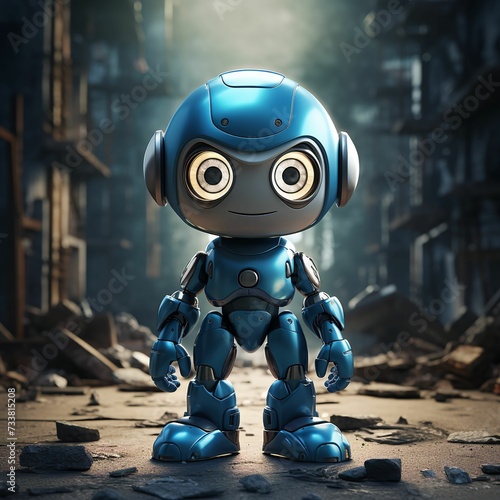 AI generated illustration of a blue robotic, futuristic toy