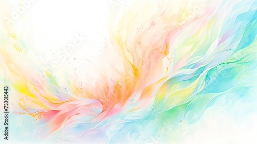 虹色の抽象的な炎のような模様の水彩イラスト背景