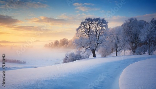  Sunrise Serenity: Embracing the Softness of a Winter Landscape"