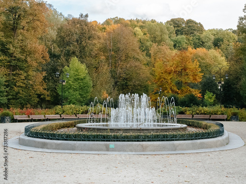Fountain on the central alley in the Bernardine Gardens (Bernardinų sodas) in Vilnius in autumn