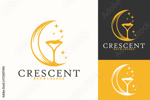 Crescent Moon Cocktail Bar Logo Design