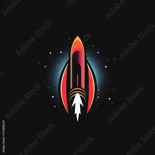 AI generated illustration of a space rocket icon on a black background