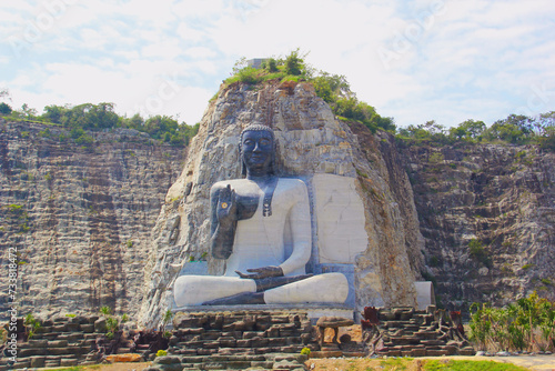  Luang por u thong is the largest buddha image carved from a rock cliff in the world, suphanburi province.