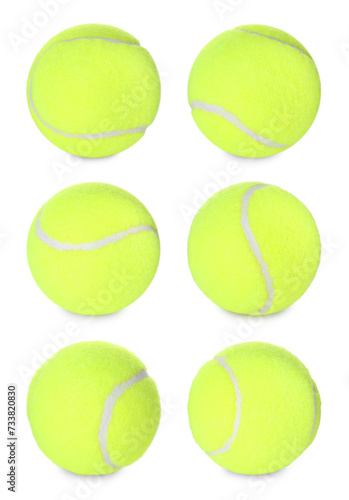 Tennis ball isolated on white, different sides © New Africa