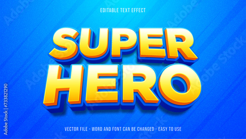 Editable text effect super hero, cartoon text style