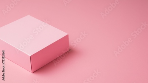 Vibrant pink box sits upon a complementary pink background. AI-generated.