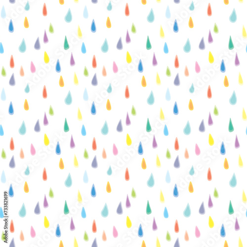 Seamless pattern made of illustrated colorful rain drops