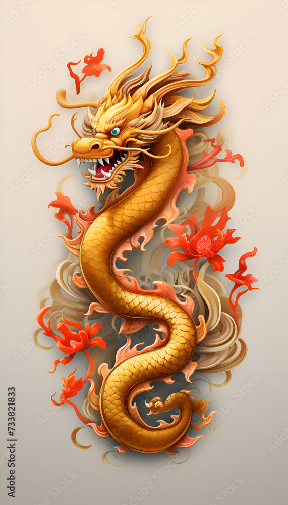 Obraz premium Dragon zodiac sign. chinese horoscope. 3d render