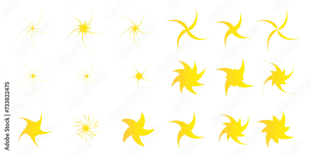 Yellow y2k star icon set. Site design element. Cartoon card picture. Isolated symbol. Vector illustration. Stock image used in web, template. Eps 10. Yellow y2k star icon set. Site design element. Cartoon card picture. Isolated symbol. Vector illustration. Stock image used in web, template. Eps 10.