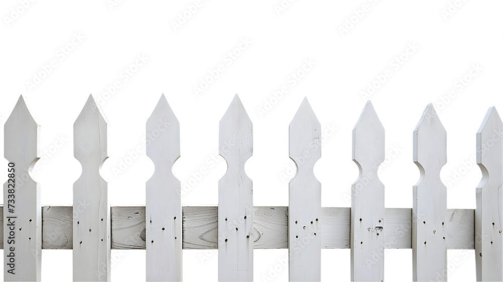 White picket fence isolated on white, home and property concept. White picket fence isolated on white, home and property concept.