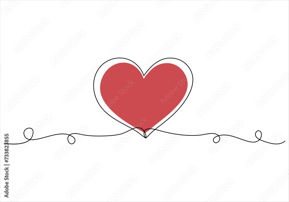 Continuous one line drawing of heart and love sign line art drawing vector illustration Continuous one line drawing of heart and love sign line art drawing vector illustration