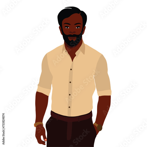 Handsome black man in elegant art style vector