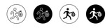 Thief Icon Set. Robber and criminal money steal vector symbol in a black filled and outlined style. Guarded Safety Sign.