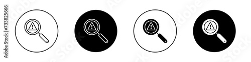 Finding Problem Icon Set. Problem finding or identification vector symbol in a black filled and outlined style. Discover Solutions of fraud Sign.