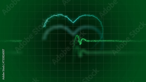 Neon heartbeat on black isolated background. 4k seamless loop animation. Background heartbeat line neon light heart rate display screen medical research. 