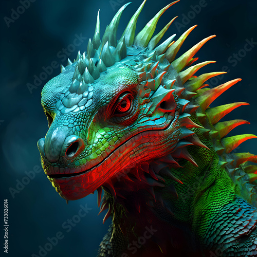 3D rendering of a fantasy dragon. isolated on black background.