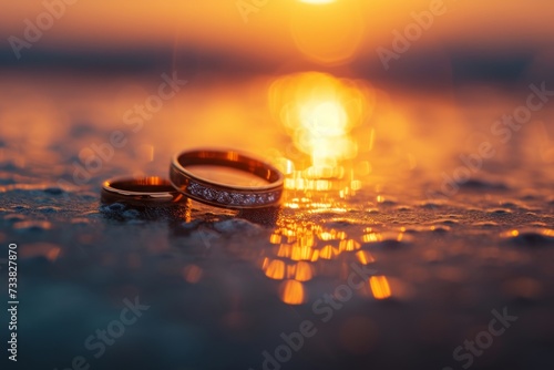 wedding rings sunrise