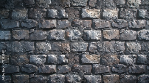 a brick wall with a black and white pattern