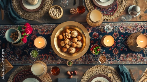 a table with a bowl of food