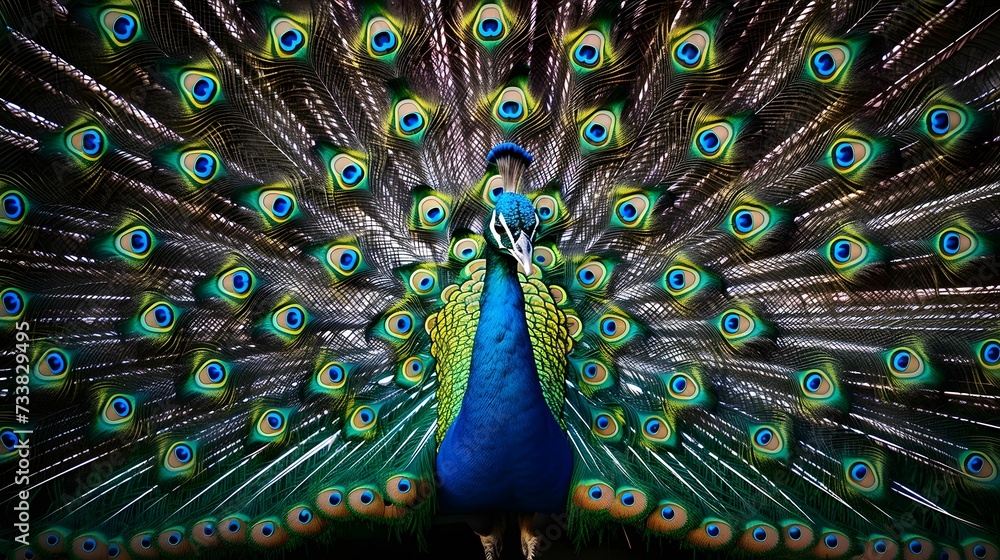 Obraz premium AI generated illustration of a peacock with the majestic vibrant feathers