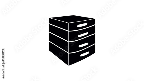 4 Drawer Unit , black isolated silhouette