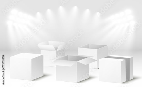 3D cardboard boxes for delivery Isometric paper containers 