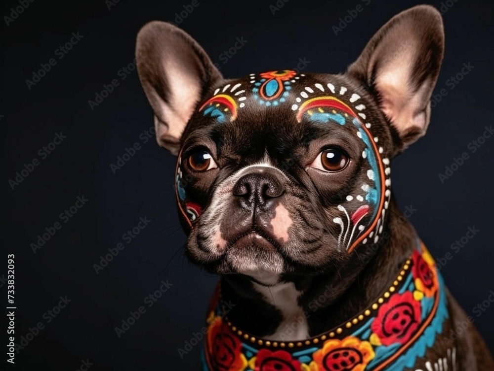 French bulldog with mexican make up - AI Digital Art