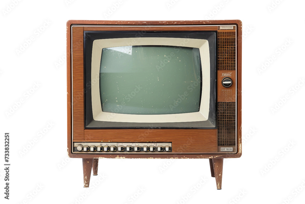 Vintage TV on Transparent Background, PNG, Generative Ai