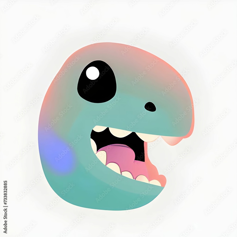 AI generated illustration of a cute pastel dinosaur face on a white background AI generated illustration of a cute pastel dinosaur face on a white background
