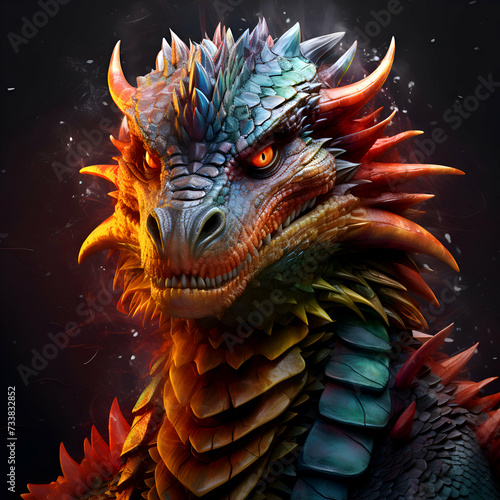 dragon on a black background. 3d rendering. 3d illustration.