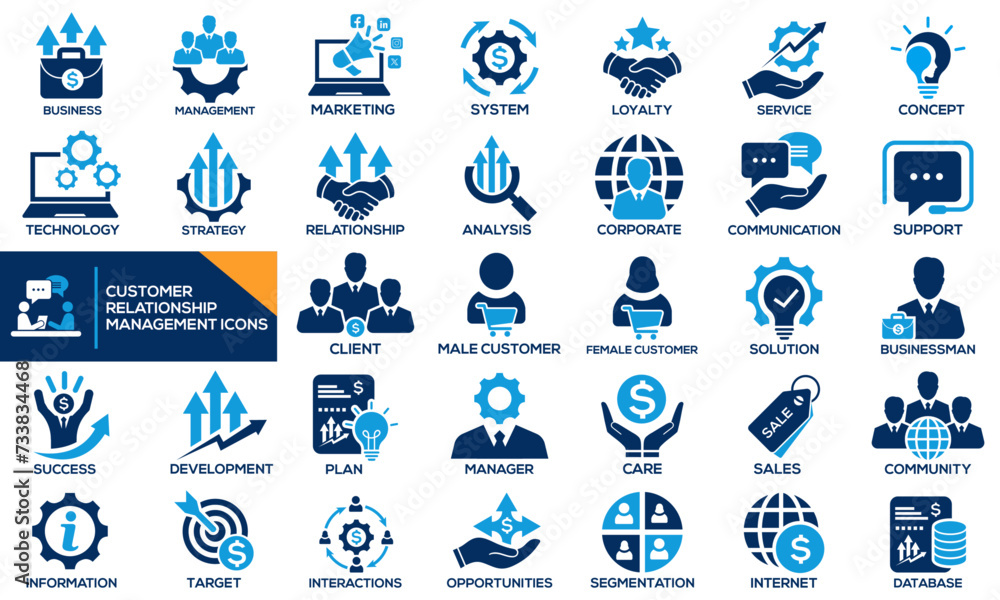 Customer Relationship Management Icons Design vector, CMR. Unique and Creative design. Customer Relationship Management Icons Design vector, CMR. Unique and Creative design.
