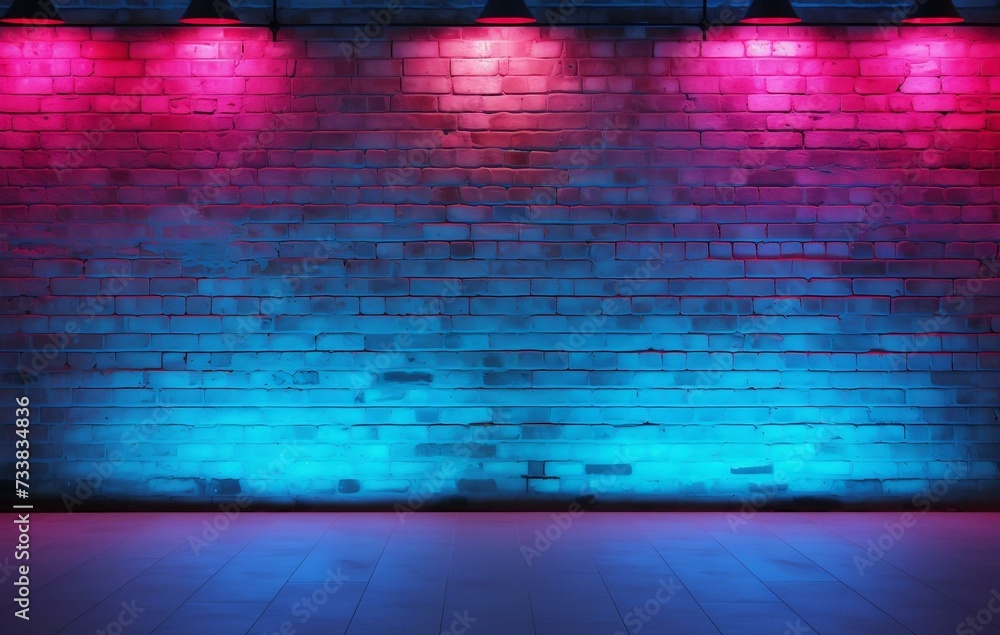 neon light signs on wall in interior concept art set lighting wall neon sign, in the style of light sky-blue and dark magenta, rough texture, minimalist color field, dark blue and red, textured surfac